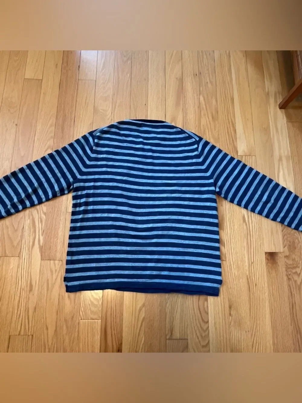 J. Crew 100% Cotton Navy and Light Blue Striped Crewneck Sweater Men’s L